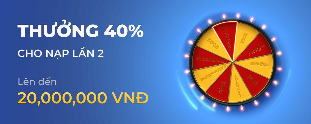 Khuyến mãi tặng 40% cho nạp lần thứ hai